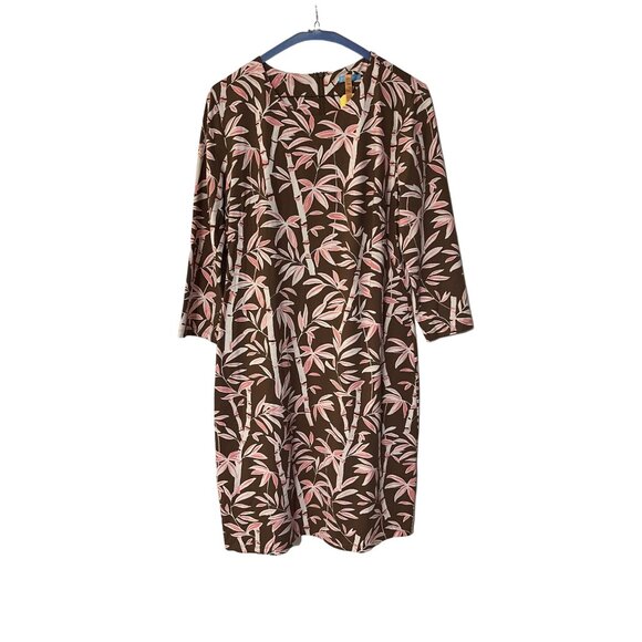 J.McLaughlin Brown/Pink Bamboo Grove Catalina Cloth Dress Women's Size Large Exc - Picture 2 of 5